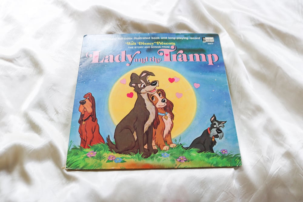 Image of Vintage Walt Disney Lady and the Tramp Record with Book (1969) 