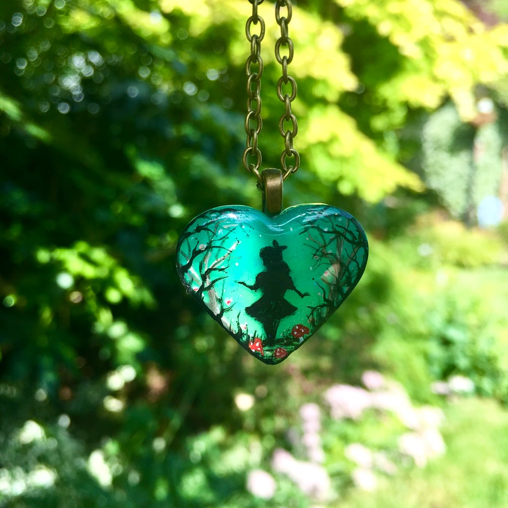 Alice in the Garden Resin Heart Pendant