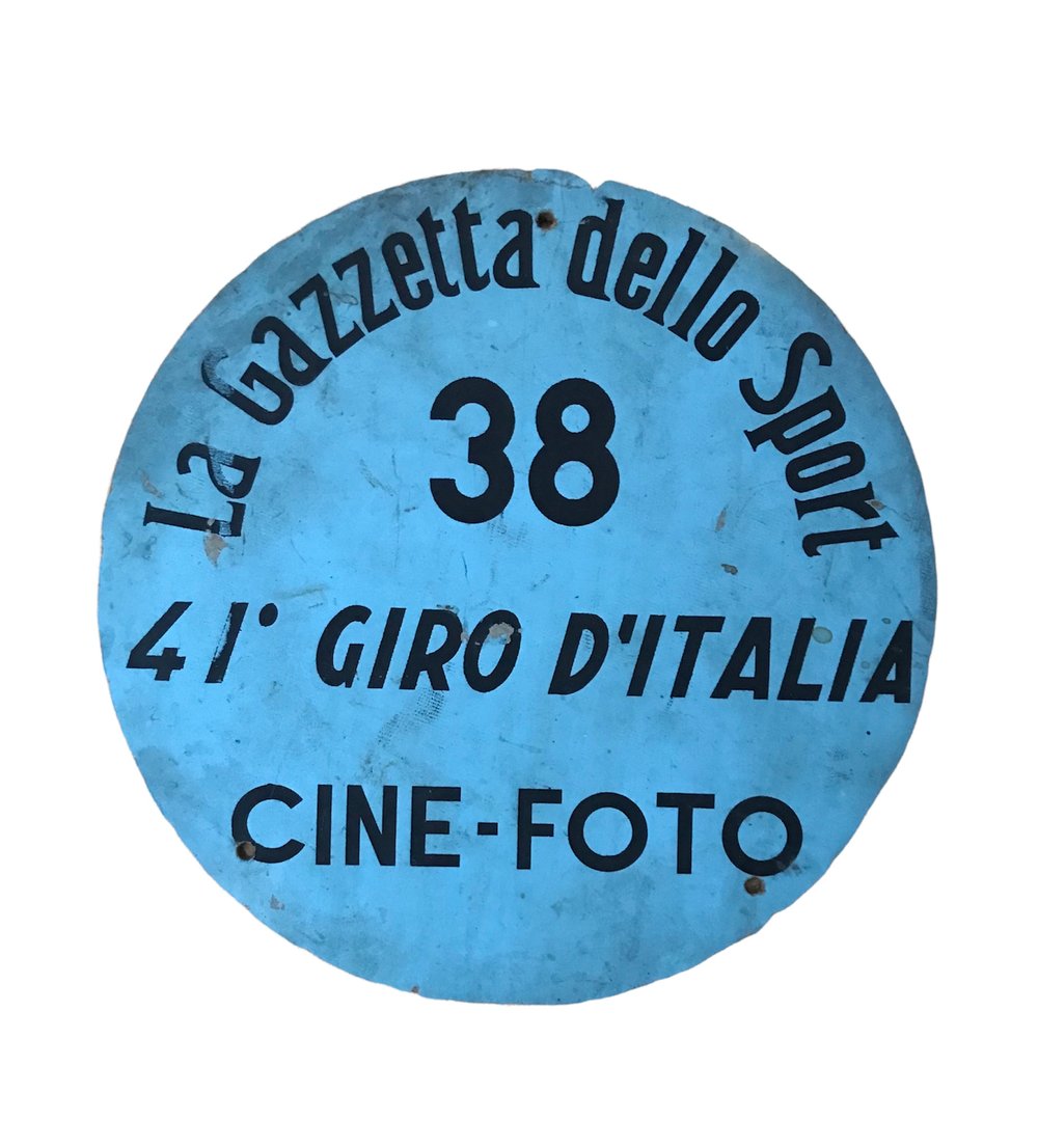 Old official motorbike plate of the 41st Giro d'Italia ðŸ‡®ðŸ‡¹ Ercole Baldini winner in 1958