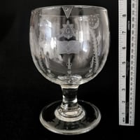 Image 5 of 19th Century Antique Engraved Glass Masonic Serving Rummer 