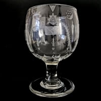 Image 1 of 19th Century Antique Engraved Glass Masonic Serving Rummer 
