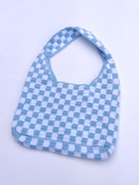 Blue & White Checkered Slouch Bag