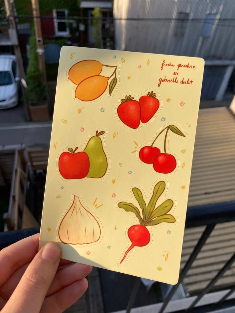 Fresh Produce Sticker Sheet (6 stickers) | Gabrielle Drolet