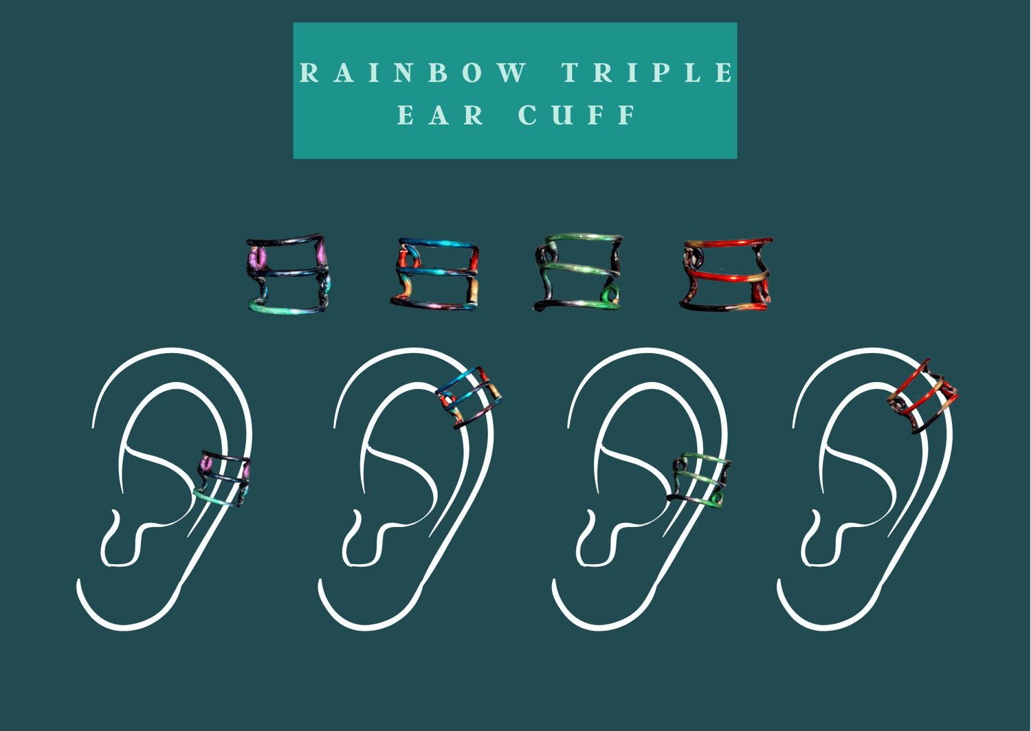 KIKICHIC Rainbow Baguette Ear Cuff