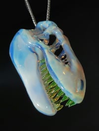 Image 2 of Mirage T-Rex skull pendant with illuminati teeth. 