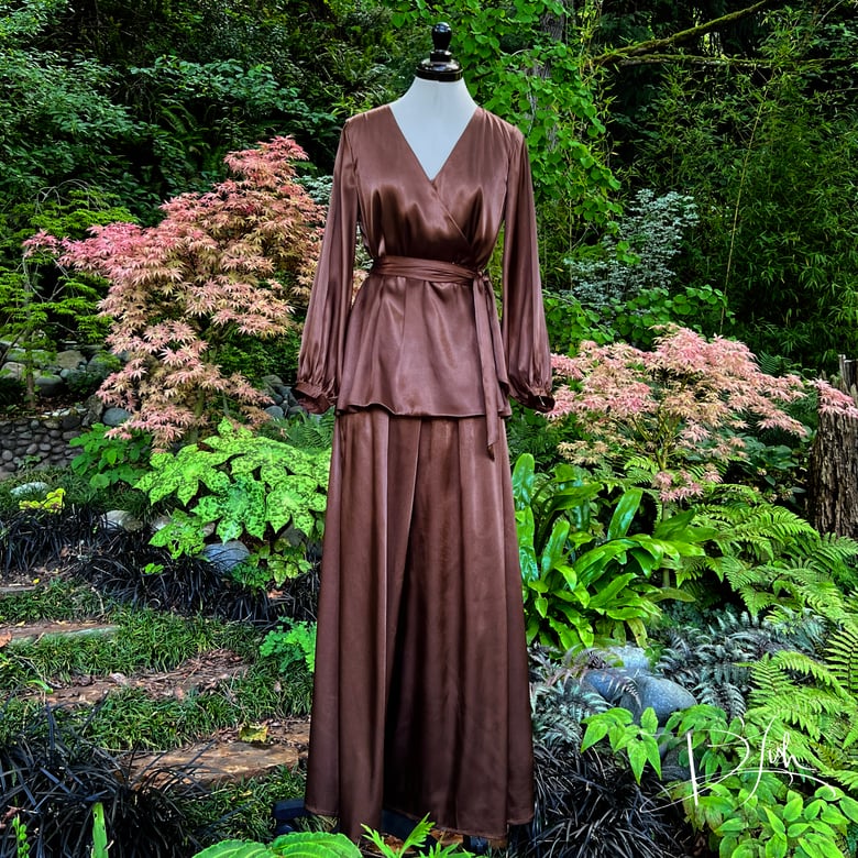 Image of Chocolate Charmeuse Lounge Suit