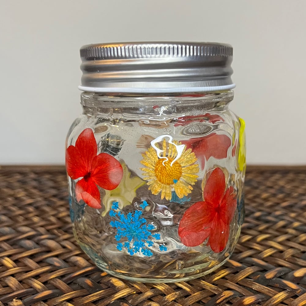 Image of multicolor floral jar