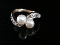 Image 1 of EDWARDIAN FRENCH 18CT YELLOW GOLD CULTURED PEARL AND OLD CUT DIAMOND RING