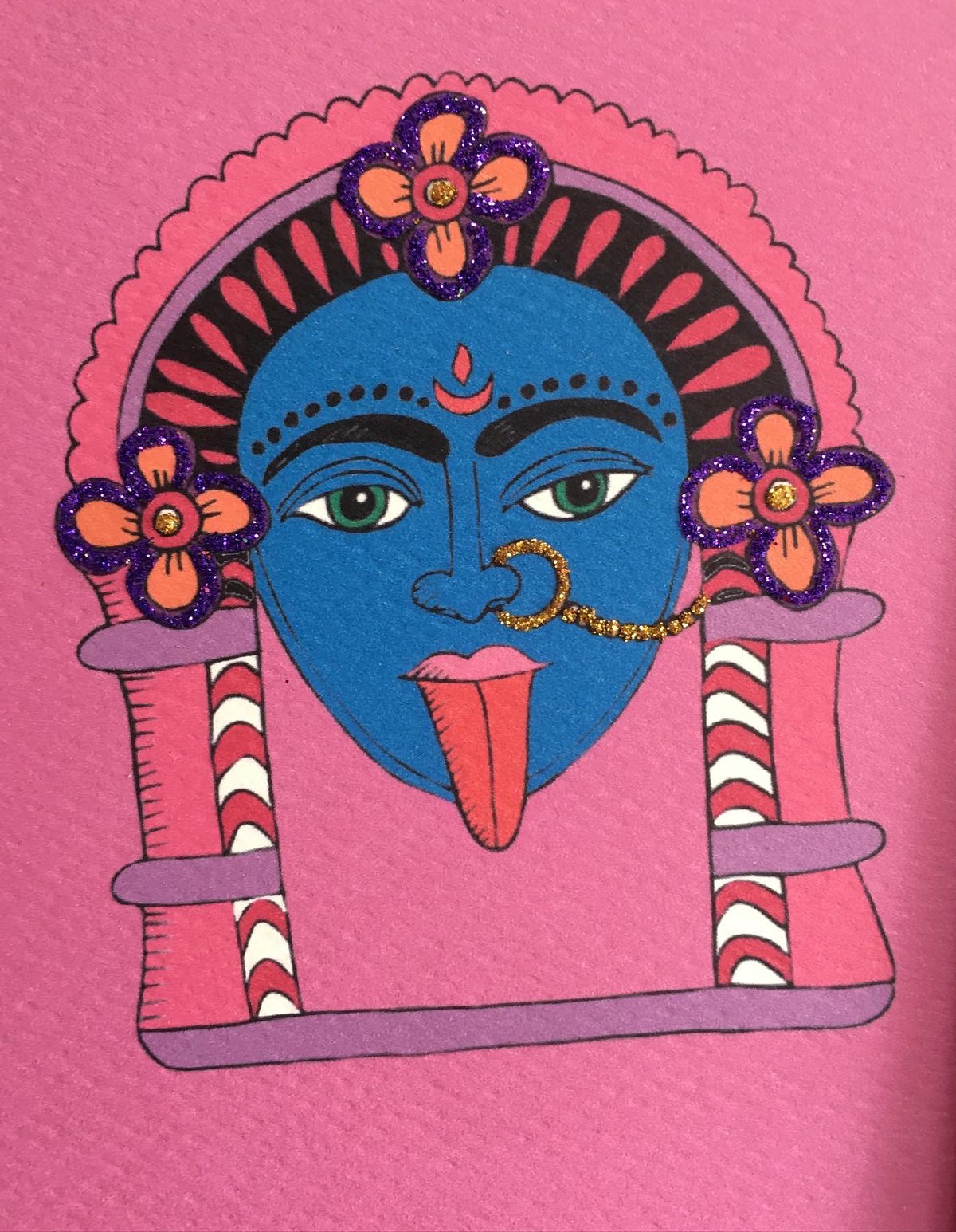 Kali Hindu Goddess Card (Pink)
