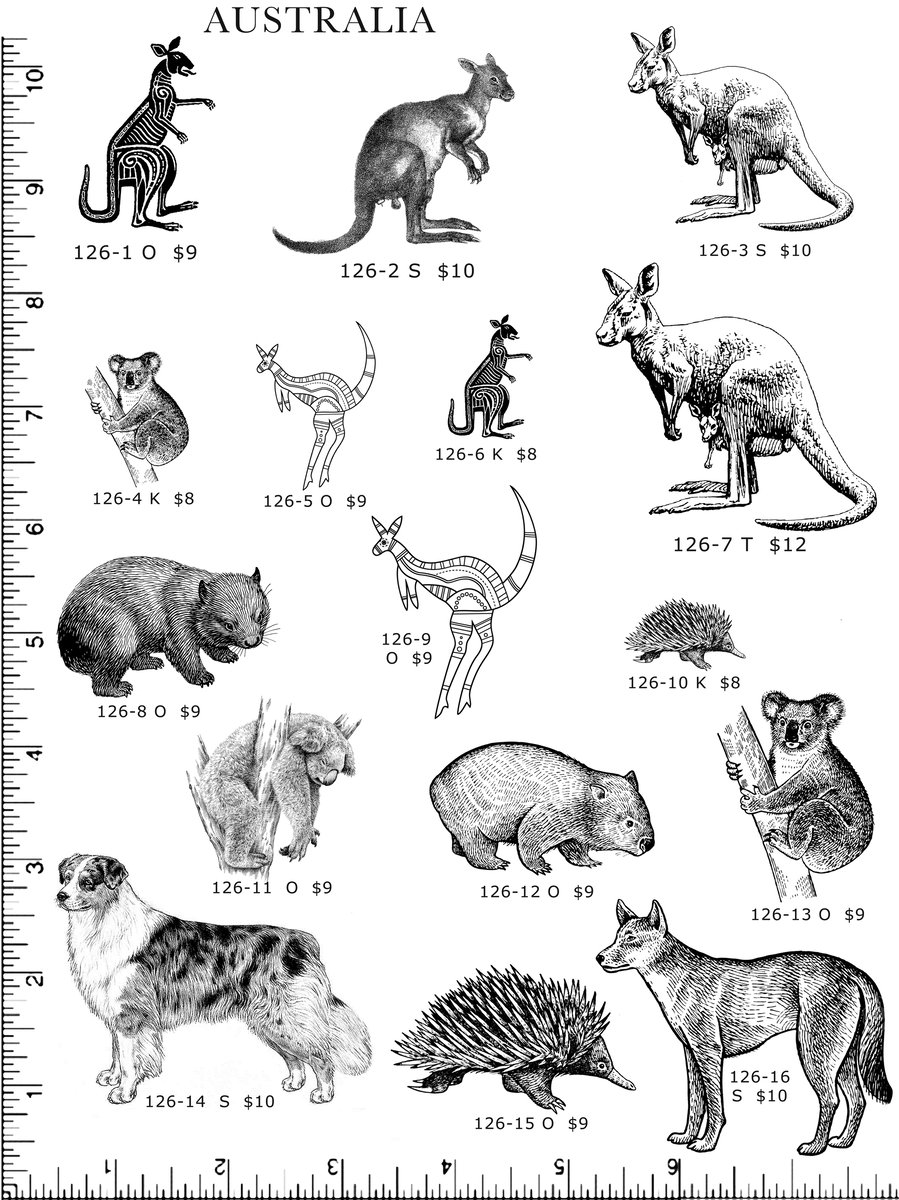 Kangaroo/Koala/Australia Rubber Stamps P126 | Casey Rubber Stamps