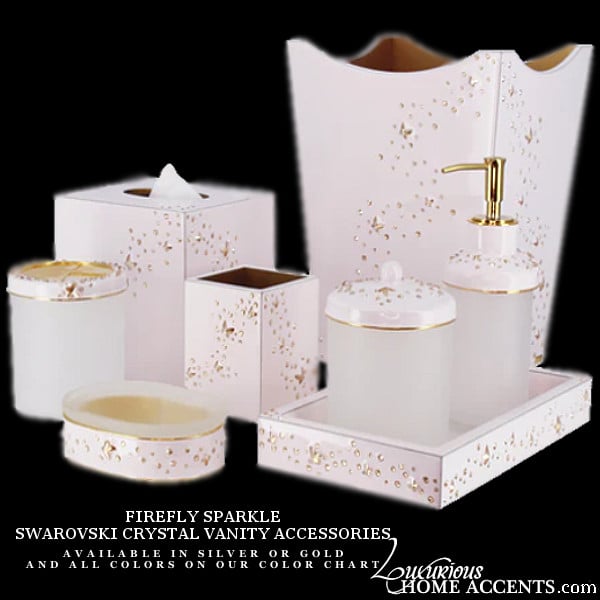 Ravishing Swarovski Crystal Gold or Silver Bathroom Accessories