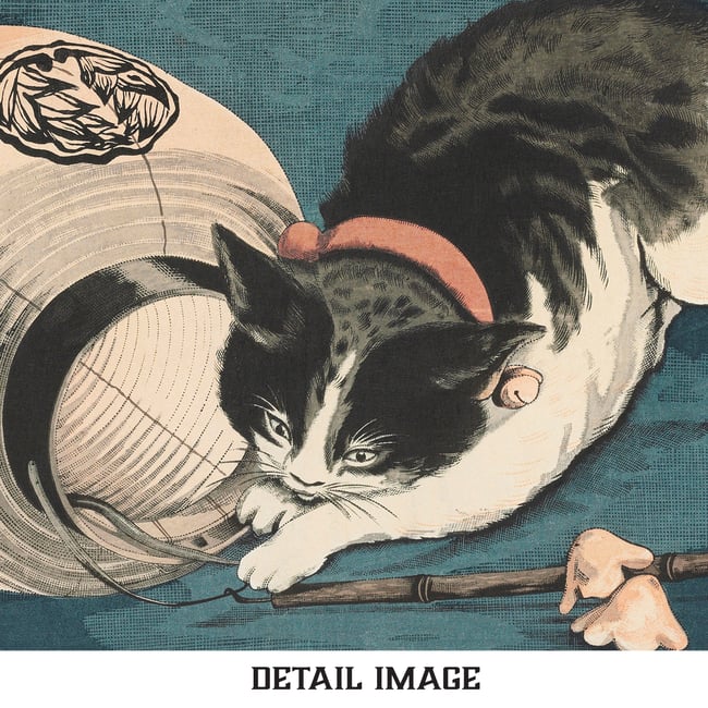Cat Catching a Rat | Kobayashi Kiyochika | Ukiyo-e | Japanese Woodblock | Fine Art Print