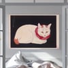 Cat with a red collar - Japanese woodblock print