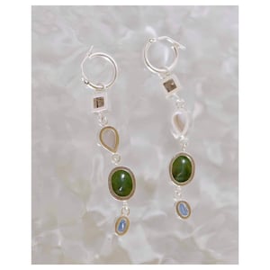 Image of Cosmic Love silver hoop earrings