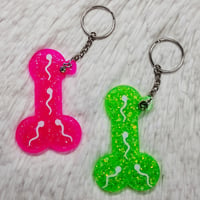 Pink and Lime Green Penis Keychain