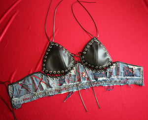Image of Distressed denim bralette with lacing (Size S/M)