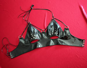 Image of Black on black flame cutout bustier (Size S/M)