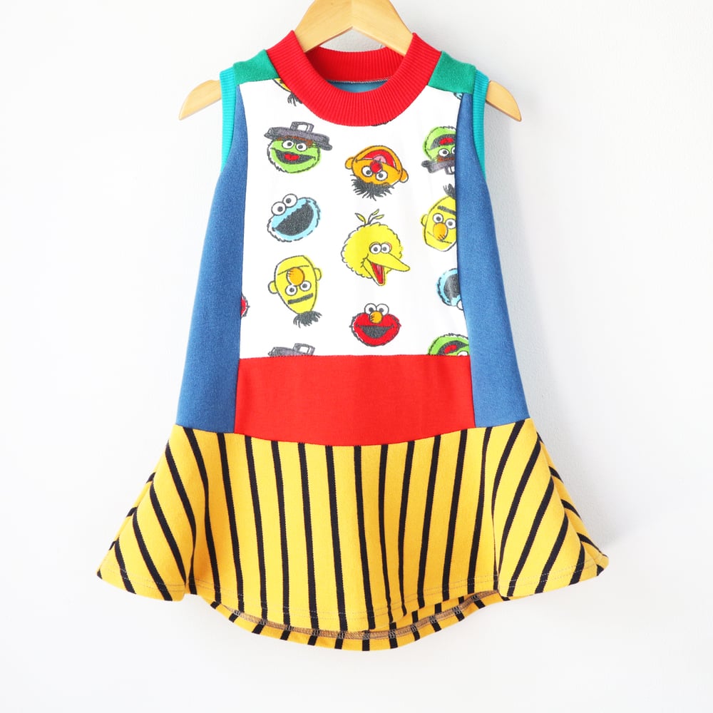 Image of sesame street primary stripe 3T courtneycourtney twirl tank sleeveless twirly dress