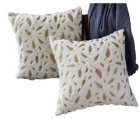 Image 3 of Throw Pillows Covers 18 x 18,Set of 2 White Fur with Gold Leaves