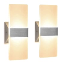 Image 1 of Wall Sconce 12W, Set of 2 LED Wall Lamp Warm White
