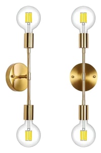 Image 1 of Gold 2-Light Wall Sconce Light Fixtures