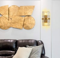 Image 5 of  Brass Gold 2 Light Fixtures Wall Mount Lamp Crystal Wall Sconce Lighting