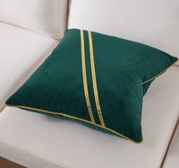 Image 5 of Teal Gold Leather Striped Lines Velvet Pillow Case(1pcs)