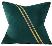 Image 1 of Teal Gold Leather Striped Lines Velvet Pillow Case(1pcs)