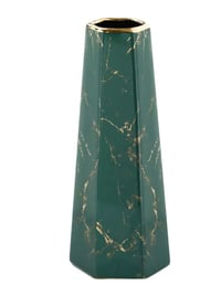 Image 1 of 10inch Green Gold Finish Marble Ceramic Flower Vase