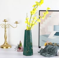 Image 4 of 10inch Green Gold Finish Marble Ceramic Flower Vase