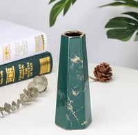 Image 5 of 10inch Green Gold Finish Marble Ceramic Flower Vase