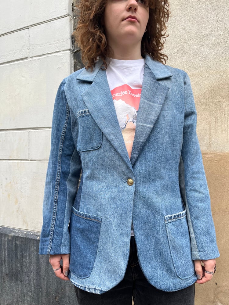 Image of Slim blazerjakke i jeans  (m)