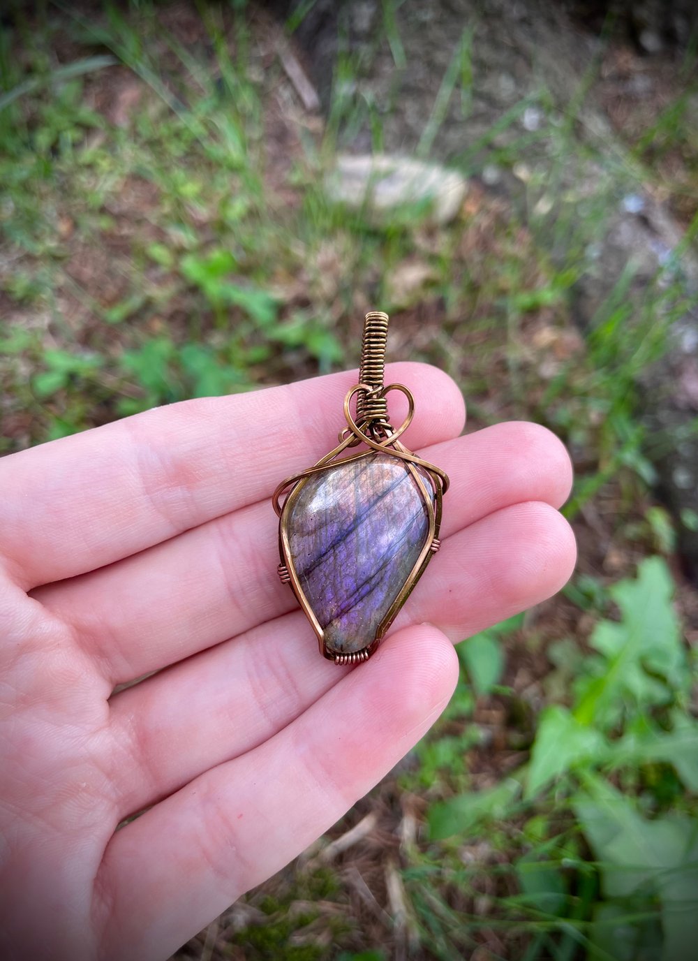 purple & orange labradorite necklace