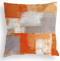 Image 4 of Orange Grey Throw Pillow Covers 18x18 Set of 4 Decorative Cushion Cover