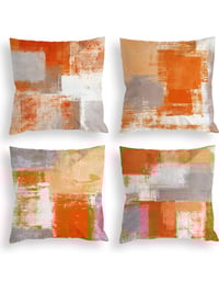 Image 1 of Orange Grey Throw Pillow Covers 18x18 Set of 4 Decorative Cushion Cover