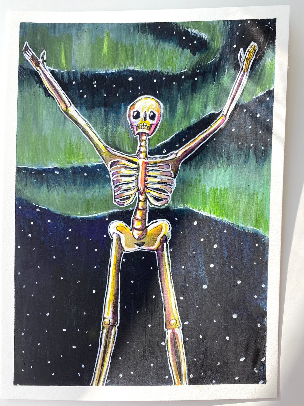 Image of "Northern Lights Skelly" Original Painting