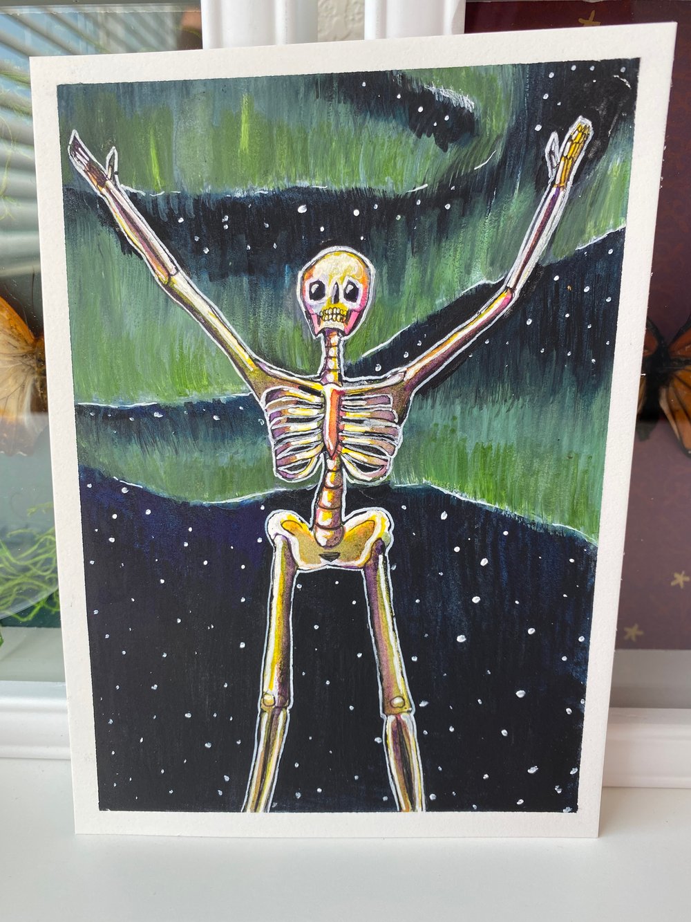 Image of "Northern Lights Skelly" Original Painting