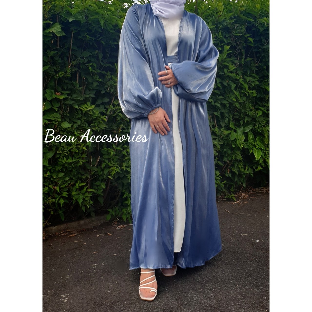 Image of Shimmer Blue & White Abaya Set