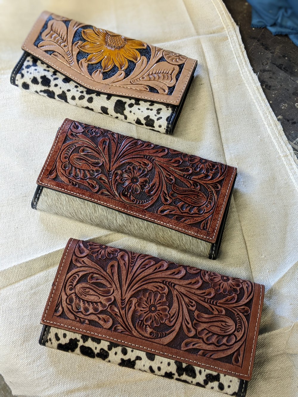 Image of Cowhide & Tooled Leather Wallet
