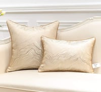 Image 2 of  Gold Beige Abstract Striped Embroidery Cushion Case
