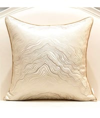 Image 1 of  Gold Beige Abstract Striped Embroidery Cushion Case