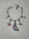 Stars and moon Opal sterling silver bracelet    ($285.00)