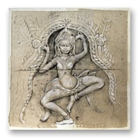 Image 1 of Original drawing - "Apsara au Banteay Kdei" - 40x40 cm