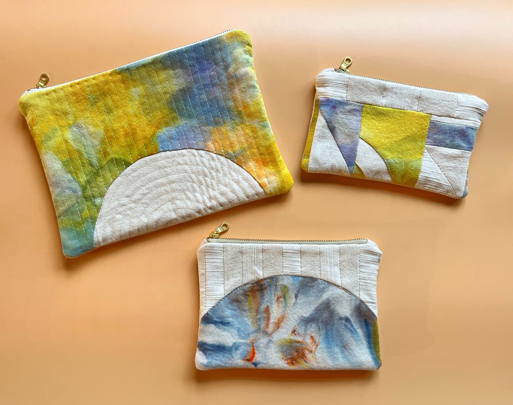 Image of ONE-OF-A-KIND QUILTED ZIP POUCHES