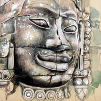 Image 5 of Original Painting - "Le sourire de Boddhisattva Avalokiteshvara" - Cambodge - 40x80 cm