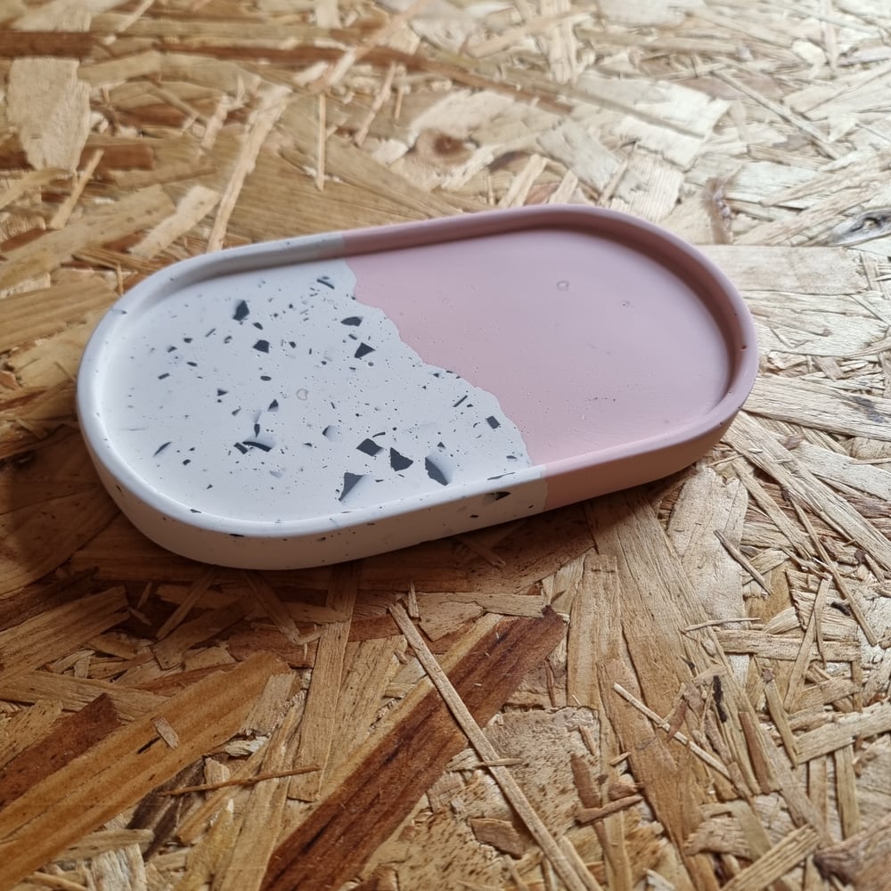 Image of Baby Pink with White and Black Terrazzo Trinket Tray