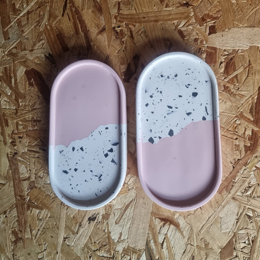 Image of Baby Pink with White and Black Terrazzo Trinket Tray