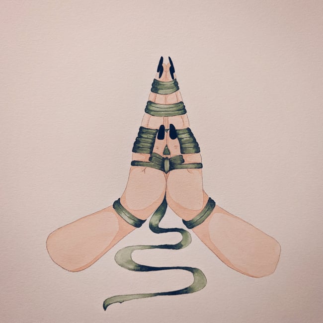 Shibari Prayer Watercolor (framed)