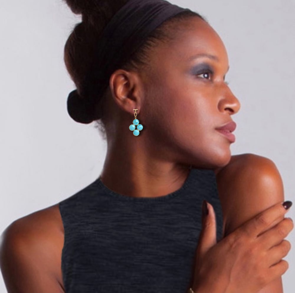 Image of DIAMOND TURQOISE EARRINGS