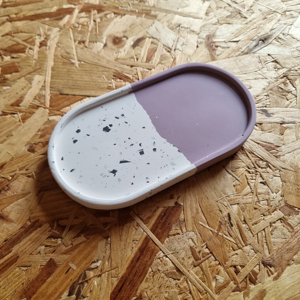 Image of Dark Lilac with White and Black Terrazzo Trinket Tray